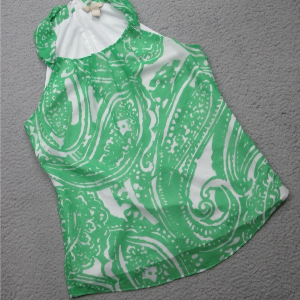 Banana Republic Shirt Womens Size 10 Green White Geometric Sleeveless Tank